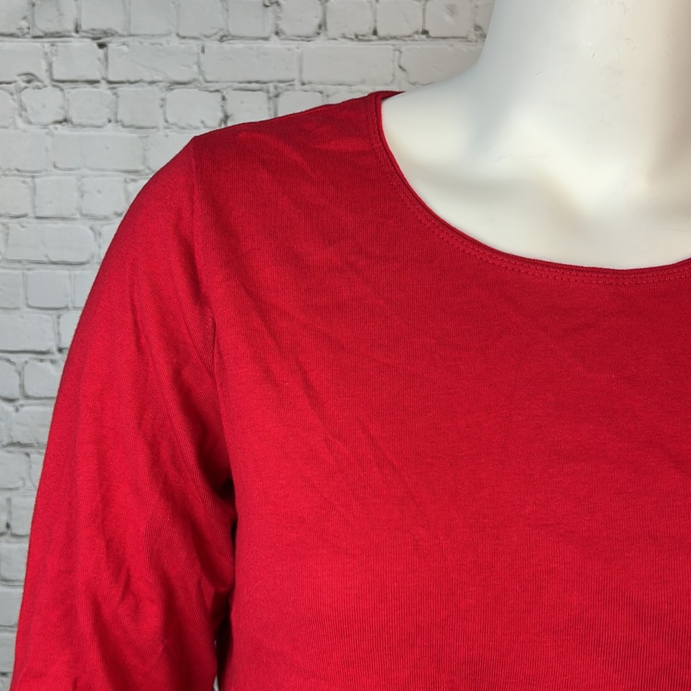 Red Cotton Scoopneck 3/4 Sleeve Top Plus Size 1X - Picture 5 of 6